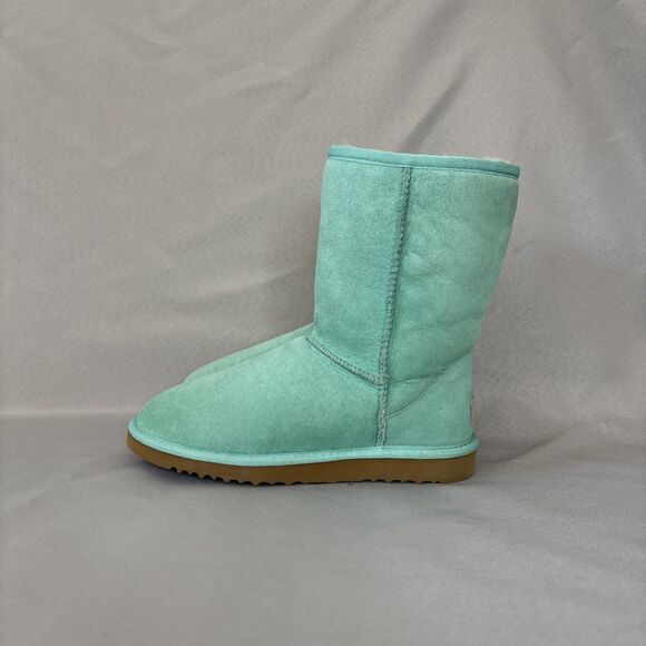 Womens UGG Australia Boots Classic Short Aqua Suede Wool Light Green Blue Sz 6 - Picture 5 of 16